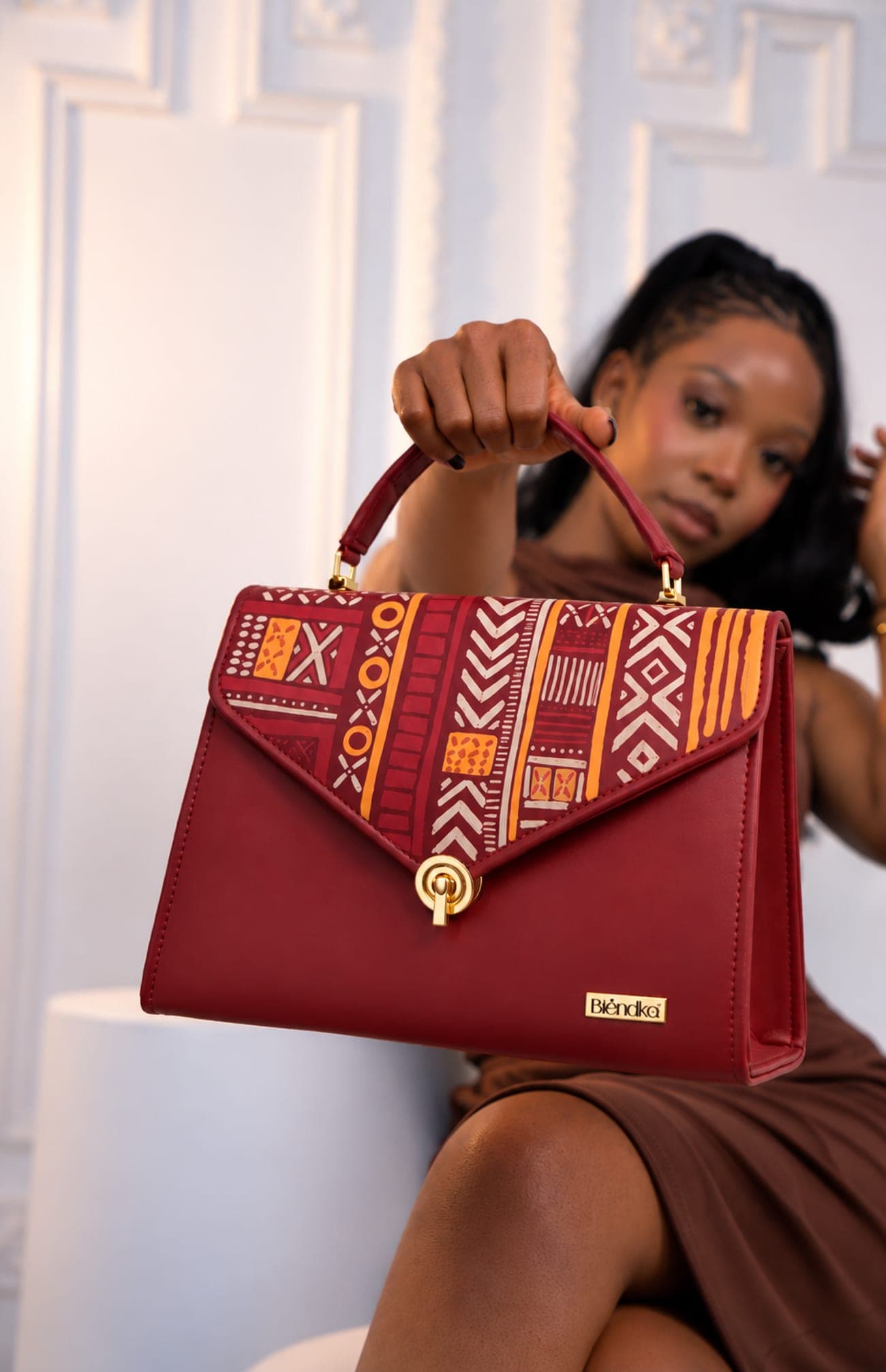 Hand-Painted Bag, Burgundy